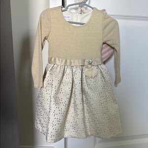 Elegant Cream and Gold Kids Dress